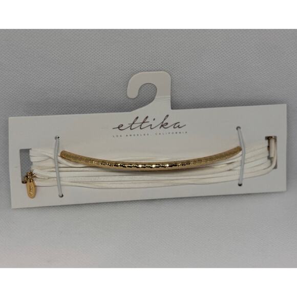 NEW ETTIKA ANTHROPOLOGY White & Gold Tone Mixed Media Choker Necklace - Picture 1 of 2